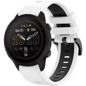 Voor Garmin Forerunner 955 22mm tweekleurige sport siliconen horlogeband (wit + zwart)