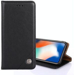 Voor Motorola Moto E5 Spelen Niet-Magnetische Retro Textuur Horizontale Flip Leren Case met Houder &amp; Card Slots &amp; Portemonnee (Zwart)