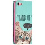 Gekleurd tekenpatroon onzichtbaar magnetische horizontale flip PU lederen hoes met houder &amp; kaartslots &amp; portemonnee voor iPhone 8 &amp; 7(Cat)