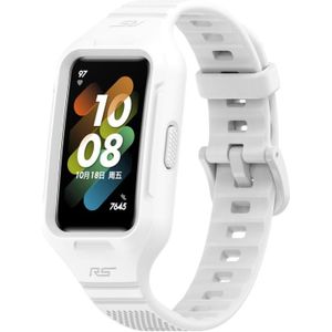 Voor Honor Band 6 Solid Color Silicone Integrated Watch Band (White)