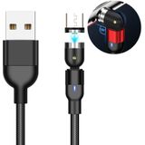 1m 2A Output USB naar Micro USB Nylon Gevlochten Roteren Magnetische Oplaadkabel (Zwart)