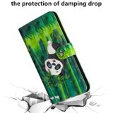 Voor iPhone 12 6.7 3D-schilderpatroon Horizontaal Flip TPU + PU lederen hoesje met houder &amp; kaartslots &amp; portemonnee (Panda Klimmend Bamboe)