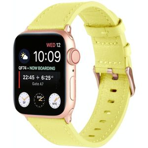 Kleine taille echte lederen horlogeband voor Apple Watch Series 7 41 mm / 6 &amp; SE &amp; 5 &amp; 4 40mm / 3 &amp; 2 &amp; 1 38 mm (licht geel)