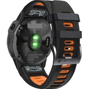 Voor Garmin Fenix 5 Plus 22mm Silicone Sports Two-Color Watch Band (Black+Orange)