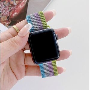 Vierkleuren Milanese vervangende band horlogeband voor Apple Watch Series 6 &amp; SE &amp; 5 &amp; 4 40mm / 3 &amp; 2 &amp; 1 38mm (blauw zilver roze groen)