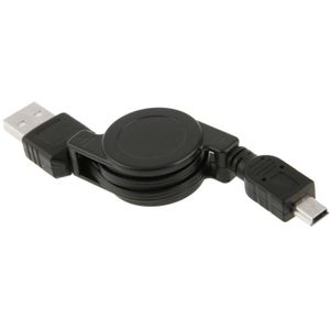 USB 2.0 naar Mini 5 Pin USB uittrekbare  Data &amp; Lader Kabel voor Motorola V3 / mobiele telefoon / MP3 / MP4 / Digital Camera / GPS  Lengte: 10cm (Can be Extended to 80cm)  zwart(zwart)