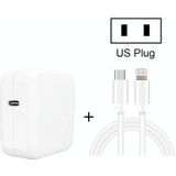 2 in 1 PD3.0 30W USB-C / Type-C Travel Charger met afneembare voet + PD3.0 3A USB-C / Type-C naar 8 Pin Fast Charge Data Cable Set  Kabellengte: 1m  US Plug