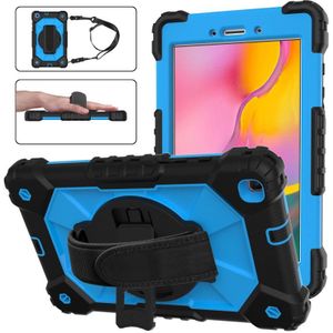 Voor Samsung Galaxy Tab A 8.0  T290 / T295 Contrast Kleur Robot Schokbestendig Silicon + PC Beschermhoes Met Houder &amp; Schouderriem (zwart + blauw)