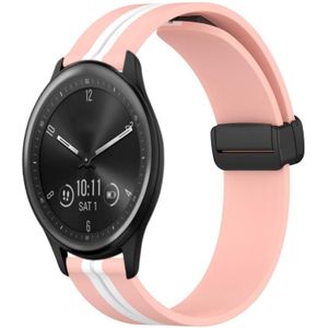 Voor Garmin Vivomove Sport 20 mm opvouwbare magnetische sluiting siliconen horlogeband (roze + wit)
