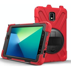 Voor Samsung Galaxy Tab Active 2 8.0 T390/T395/T397 Schokbestendige Kleurrijke Siliconen + PC Beschermhoes met houder &amp; handgreepband &amp; pensleuf(rood)