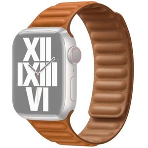 For Apple Watch Series 7 45mm / 6 &amp; SE &amp; 5 &amp; 4 44mm / 3 &amp; 2 &amp; 1 42mm Leather Replacement Strap Watchband (Golden Brown)