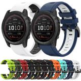 Voor Garmin TACTIX 7/7Pro 26mm tweekleurige sport siliconen horlogeband (middernachtblauw + wit)
