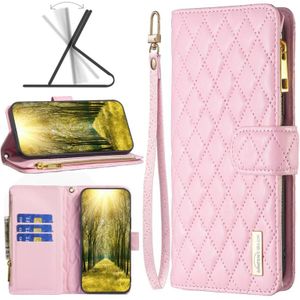 Diamond Lattice Zipper Wallet Leather Flip Phone Case voor iPhone 7 Plus / 8 Plus