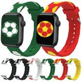 Voetbalstijl metalen connector siliconen horlogeband voor Apple Watch-serie 8 &amp; 7 41 mm / SE 2 &amp; 6 &amp; SE &amp; 5 &amp; 4 40 mm / 3 &amp; 2 &amp; 1 38 mm (zwart + wit)