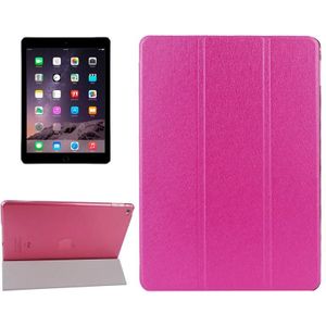 Silk structuur Frosted PC Back Shell Smart Cover lederen hoesje met houder en slaap functie voor iPad Air 2(roze)