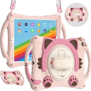 Leuke Kat Koning Kinderen Schokbestendige EVA Bescherming van de Houder &amp; Schouderriem &amp; Handvat voor Ipad 10.2 2020/2019 / PRO 10.5 / Air 10.5 (Pink)