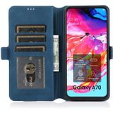 Voor Samsung Galaxy A70 Retro Magnetic Closing Clasp Horizontale Flip Lederen Case met Holder &amp; Card Slots &amp; Photo Frame &amp; Wallet(Navy Blue)