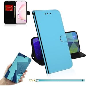 Voor Galaxy Note 10 Lite / A81 Lmitated Mirror Surface Horizontal Flip Leather Case met Holder &amp; Card Slots &amp; Wallet &amp; Lanyard(Blue)