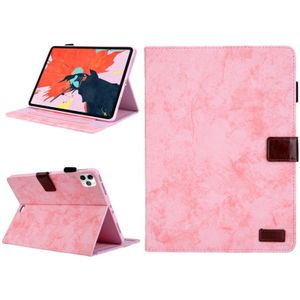 Voor iPad Pro 11 (2020) &amp; (2018) Marble Style Cloth Texture Tablet PC Protective Leather Case with Bracket &amp; Card Slot &amp; Photo Holder(Pink)