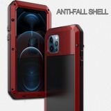 Schokbestendige waterdichte siliconen + zinklegering beschermhoes voor iPhone 12 Pro Max(Rood)