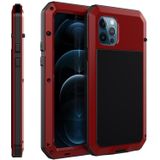 Schokbestendige waterdichte siliconen + zinklegering beschermhoes voor iPhone 12 Pro Max(Rood)