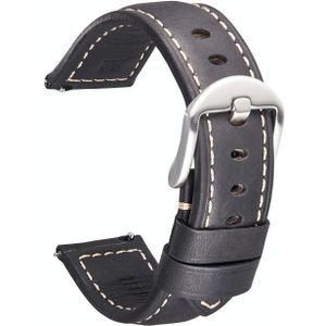 Smart Quick Release Horlogeband Crazy Horse Lederen Retro Strap voor Samsung Huawei  Grootte: 22mm (Black Silver Buckle)