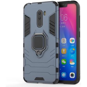 PC + TPU schokbestendige beschermhoes met magnetische ringhouder voor Xiaomi Pocophone F1 (marineblauw)