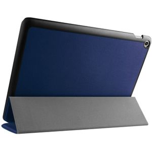 ASUS ZenPad 10 horizontaal Custer structuur PU leren Flip Hoesje met drievouws houder (donker blauw)