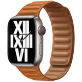 For Apple Watch Series 7 41mm / 6 &amp; SE &amp; 5 &amp; 4 40mm / 3 &amp; 2 &amp; 1 38mm Leather Replacement Strap Watchband (Golden Brown)