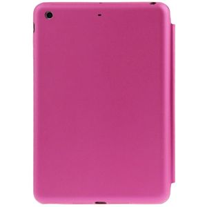 3-vouw Naturally Treated lederen Smart hoesje met slaap / wekker functie &amp; houder voor iPad mini 1 / 2 / 3 (hard roze)