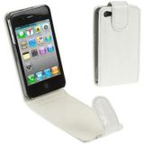 iPhone 4 &amp; 4S vertikaal Krokodil structuur PU leren Flip Hoesje Wit