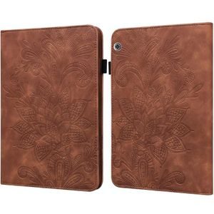 For Huawei MediaPad T5 Lace Flower Embossing Pattern Horizontal Flip Leather Case with Holder &amp; Card Slots &amp; Wallet &amp; Photo Frame(Brown)