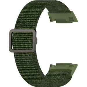 Voor Fitbit Charge 5 Elastische Nylon Vlecht Vervanging Strap Horlogeband (Leger Groen)