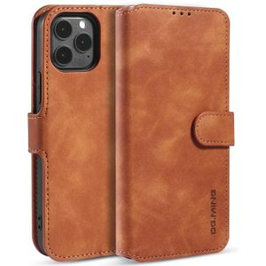 Dg. MING Retro Oil Side Horizontale Flip Case met Holder &amp; Card Slots &amp; Wallet Voor iPhone 12 / 12 Pro(Bruin)