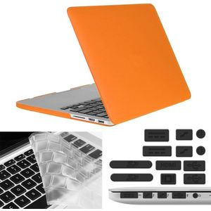 MacBook Pro Retina 13.3 inch 3 in 1 Frosted patroon beschermende Hardshell ENKAY Hat-Prince behuizing met ultra-dun TPU toetsenbord Cover en afsluitende poort pluggen (Oranje)