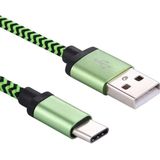 Geweven stijl Type-C USB 3.1 naar USB 2.0 Data sync oplaad Kabel voor MacBook / Google Chromebook / Nokia N1 Tablet PC / LeTV Smartphone  lengte: 1 Meter (groen)