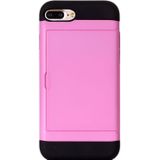 Voor iPhone 8 Plus &amp; 7 Plus schuif stijl TPU + PC combinatie Case met Card Slot(Pink)
