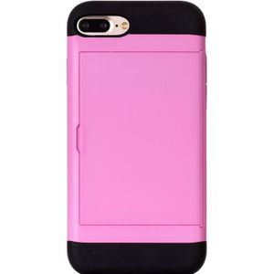 Voor iPhone 8 Plus &amp; 7 Plus schuif stijl TPU + PC combinatie Case met Card Slot(Pink)