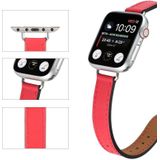 Single Circle 14mm Screw Style Leather Replacement Strap Watchband For Apple Watch Series 6 &amp; SE &amp; 5 &amp; 4 40mm / 3 &amp; 2 &amp; 1 38mm(Red)