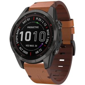 Voor Garmin Fenix 7S Sapphire Solar 20mm lederen stalen gesp horlogeband