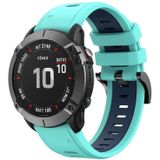 Voor Garmin Fenix 6X 26mm tweekleurige sport siliconen horlogeband (mintgroen + blauw)