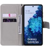 Voor Samsung Galaxy S20 FE geschilderd patroon horizontale flip lederen geval  met portemonnee &amp; houder &amp; kaart slots &amp; lanyard (witte luipaard)
