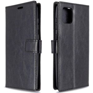 Voor Galaxy A81 Crazy Horse Texture Horizontale Flip Lederen case met Holder &amp; Card Slots &amp; Wallet &amp; Photo Frame(zwart)