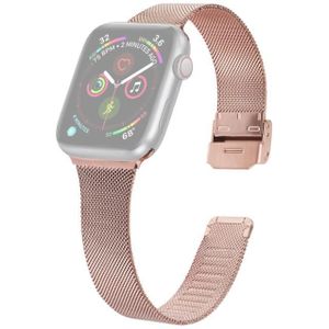 Voor Apple Watch Series 6 &amp; SE &amp; 5 &amp; 4 40mm / 3 &amp; 2 &amp; 1 38mm Milanese rvs horlogeband (rose roze)