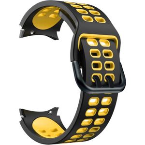 Voor Samsung Galaxy Watch4 40mm / 44mm Double-Row Gat Twee-Color Silicone Vervanging Strap Horlogeband (zwart geel)