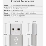 4 PCS USB-C / Type-C Female naar USB 3.0 Male Aluminium Alloy Adapter  Ondersteuning Opladen &amp; Transmissie Gegevens (Zilver)