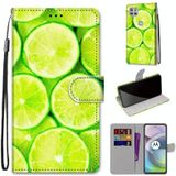 Voor Motorola Moto G 5G gekleurde tekening kruis textuur horizontale flip pu lederen behuizing met houder &amp; kaart slots &amp; portemonnee &amp; lanyard (groene citroen)