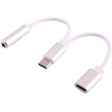 USB-C / Type-C Male naar 3.5mm Female &amp; USB-C / Type-C Female Audio Adapter  Voor Samsung Galaxy S8 &amp; S8 PLUS / LG G6 / Huawei P10 &amp; P10 Plus / Xiaomi Mi6 &amp; Max 2 nl andere Smartphones(zilver)