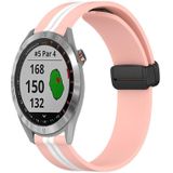 Voor Garmin Approach S40 20 mm opvouwbare magnetische sluiting siliconen horlogeband (roze + wit)