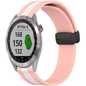 Voor Garmin Approach S40 20 mm opvouwbare magnetische sluiting siliconen horlogeband (roze + wit)